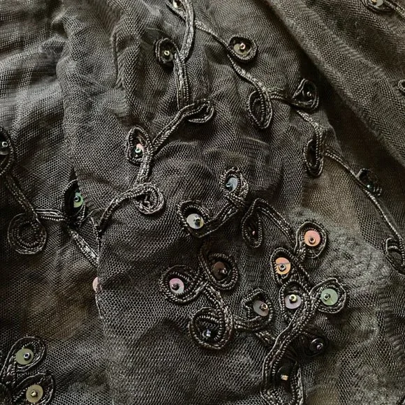 Jordash Black Gothic Mesh Beaded Dress, Size S, y2k style - Picture 4 of 7